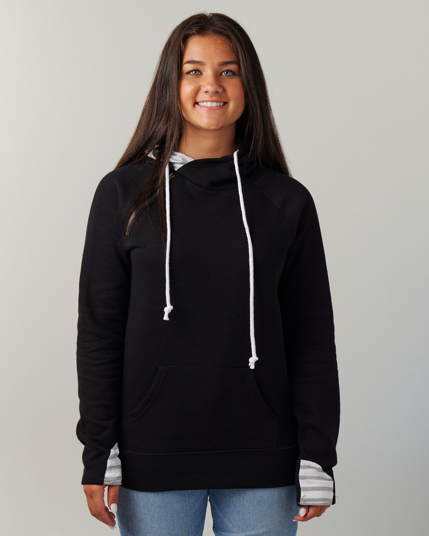 Striped Double Hood Pullover