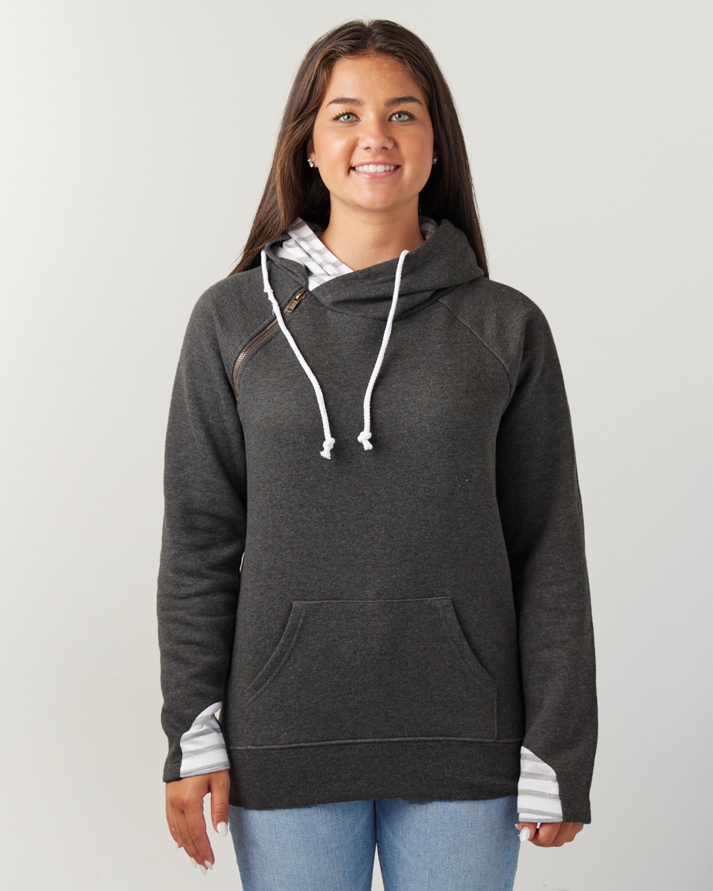Striped Double Hood Pullover