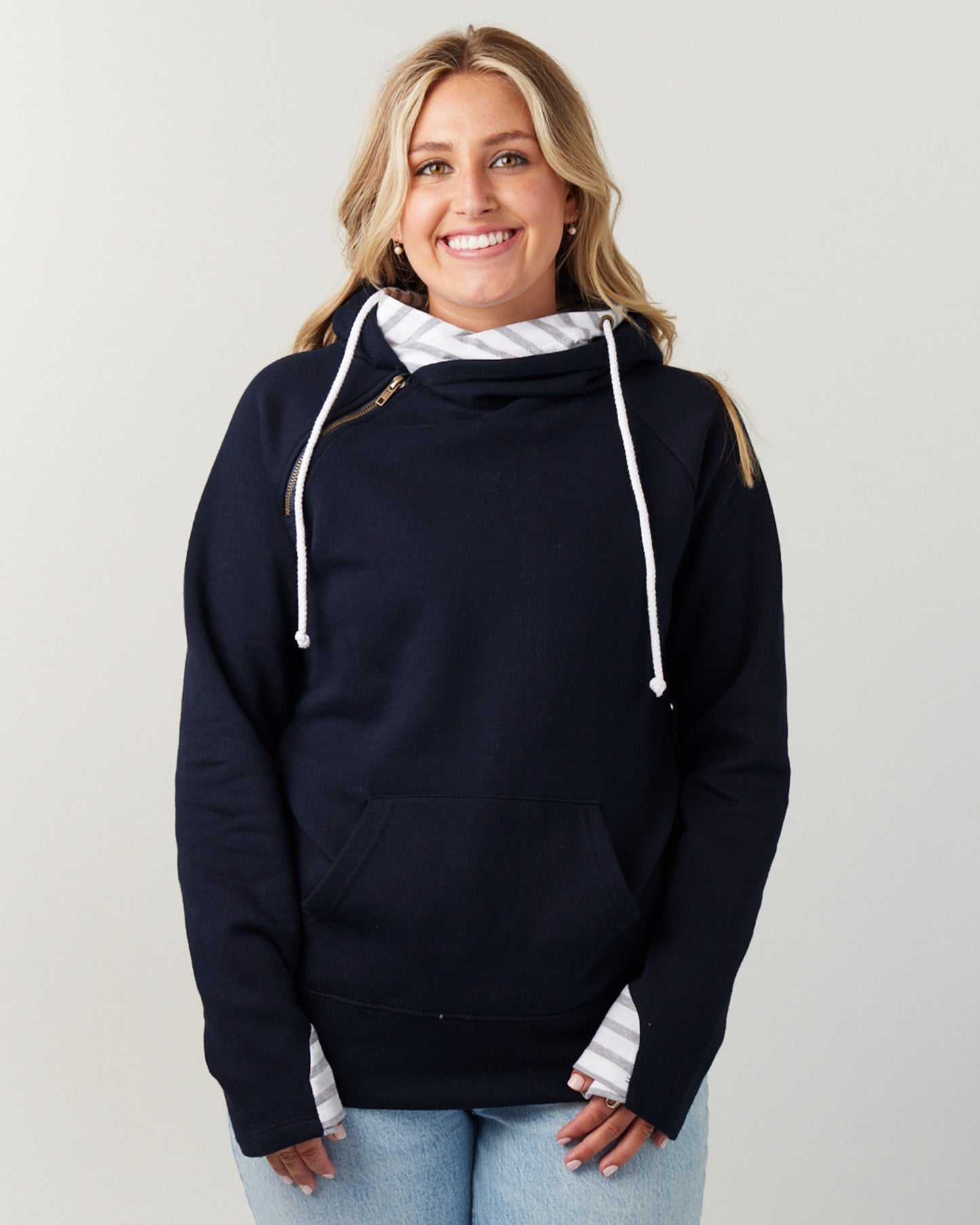 Striped Double Hood Pullover