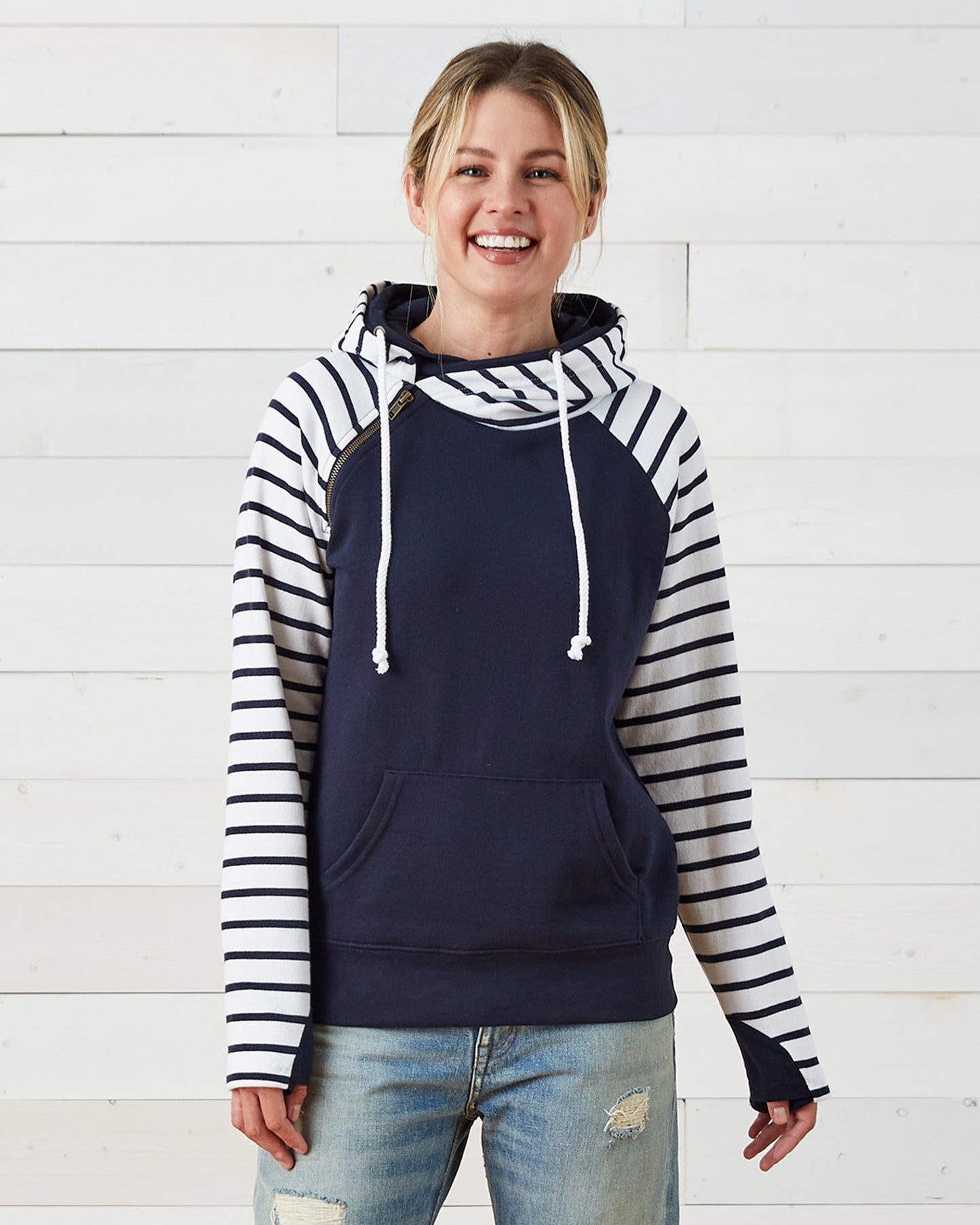 Striped Double Hood Pullover