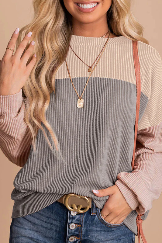 Color block Corded Sweater